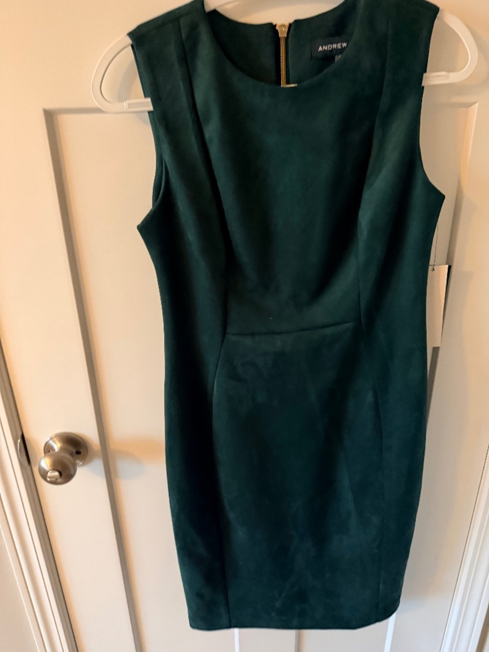 Andrew Marc emerald green faux suede sheath dress